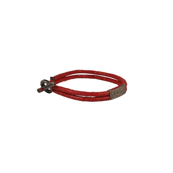 M Cohen Beaded Bracelet Red 925 Silver 6.5 inch Wrap Dongle - Picture 2 of 5